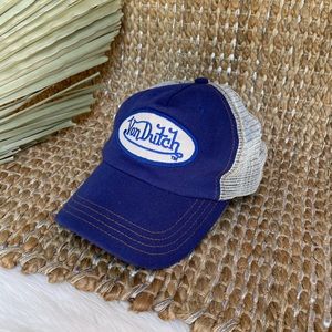 Von Dutch Kustommade Originals Blue Trucker SnapBack Hat With White Patch